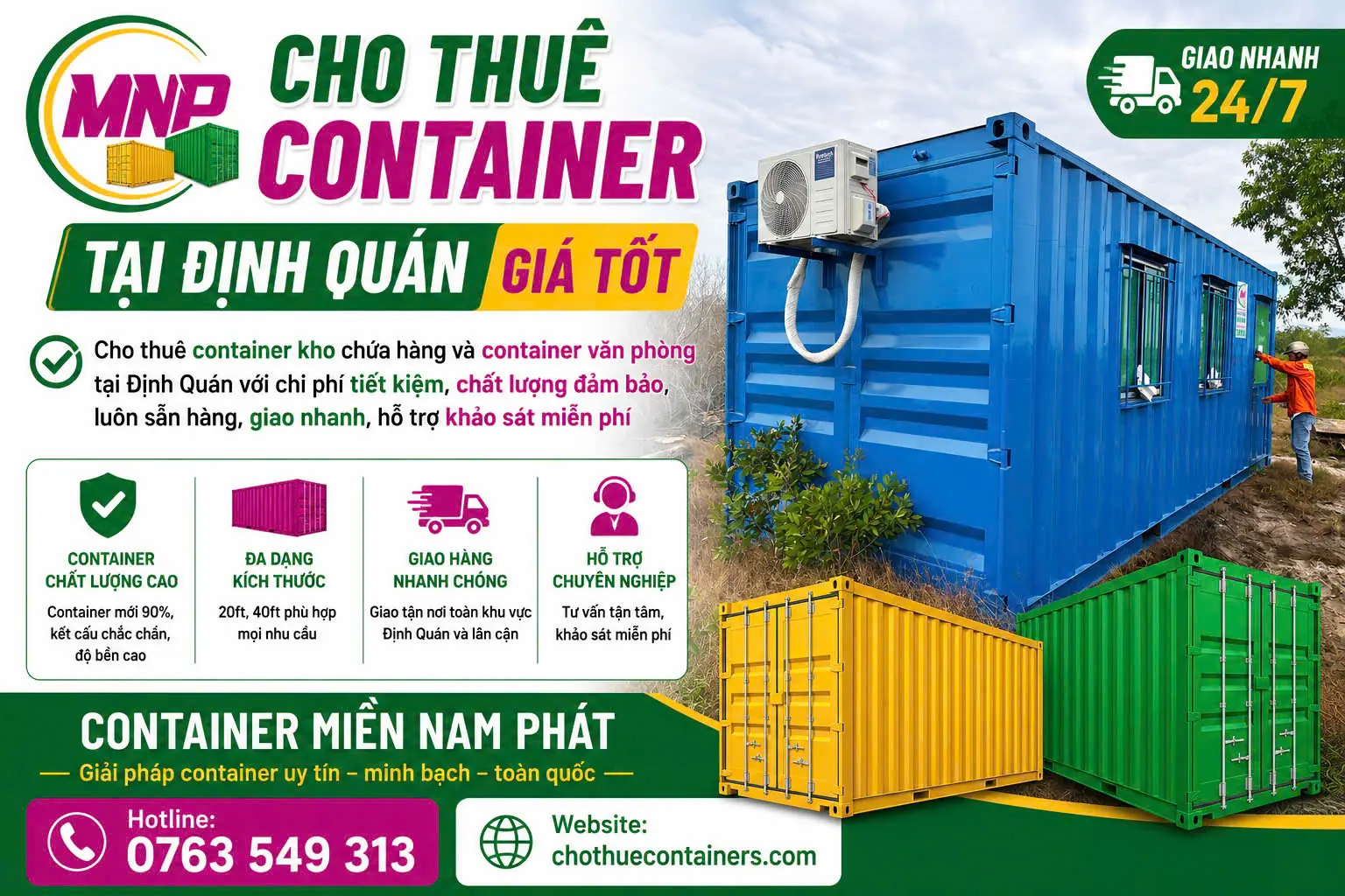 Cho thuê container tại Định Quán