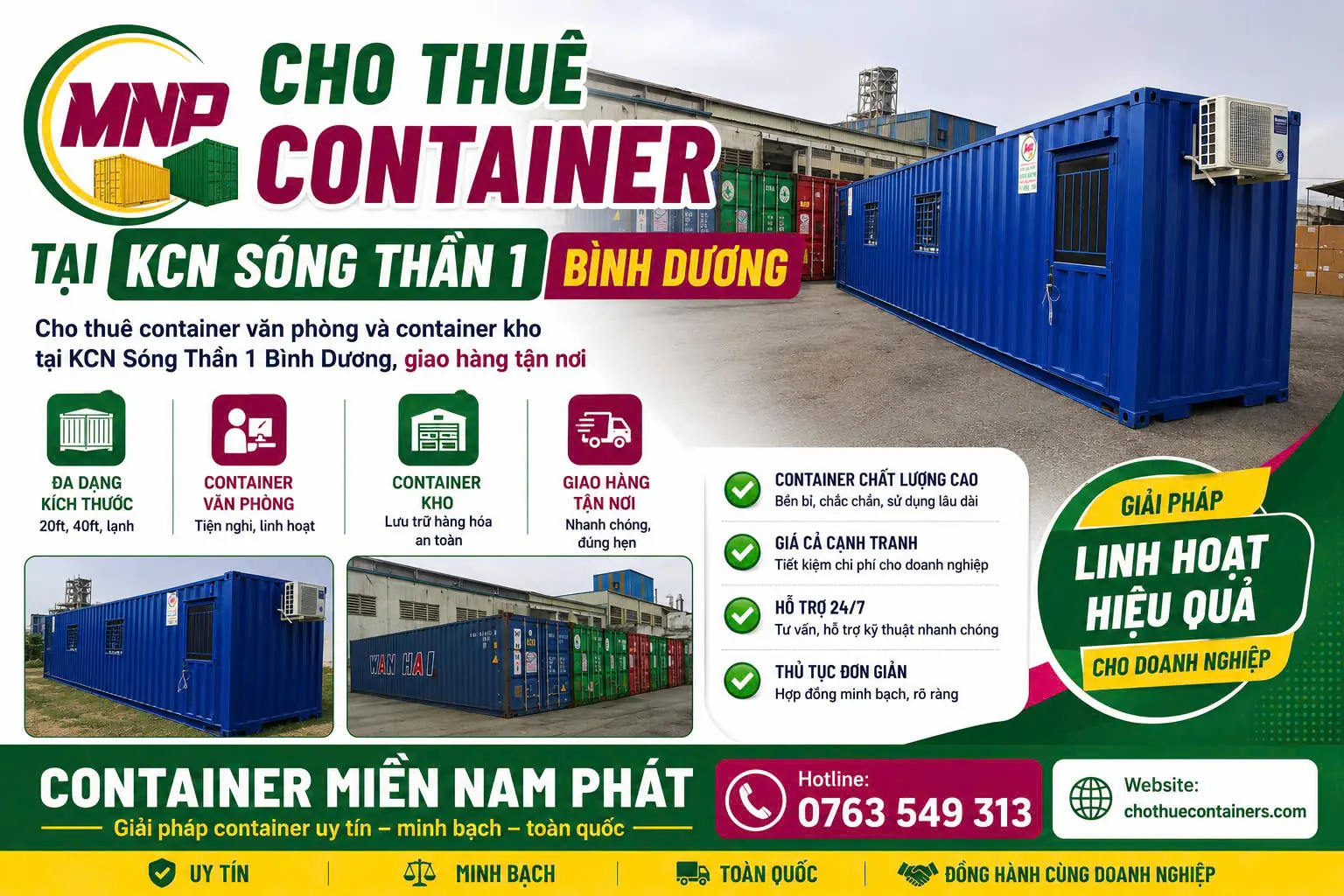 Cho Thuê Container Tại KCN Sóng Thần 1 Bình Dương
