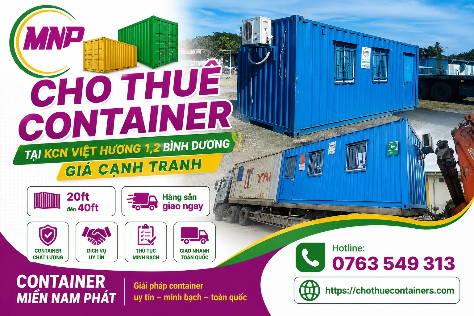 Cho Thu&ecirc; Container Tại KCN Việt Hương 
