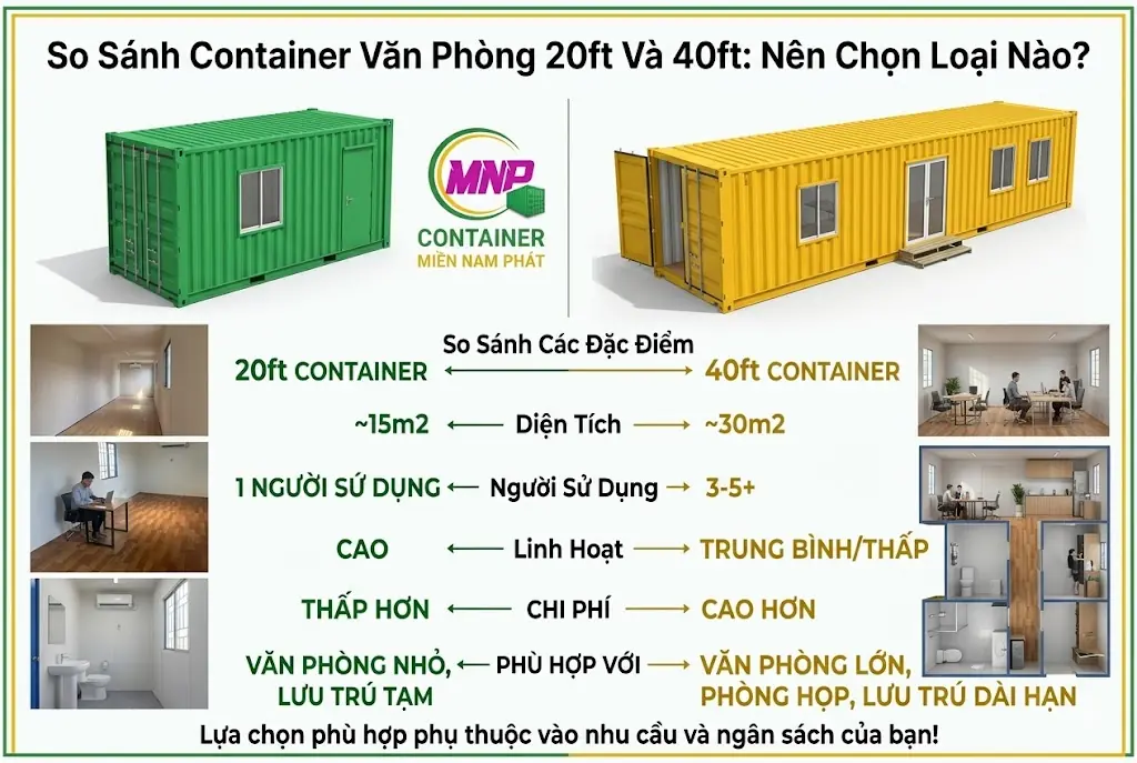 So S&aacute;nh Container Văn Ph&ograve;ng 20ft V&agrave; 40ft